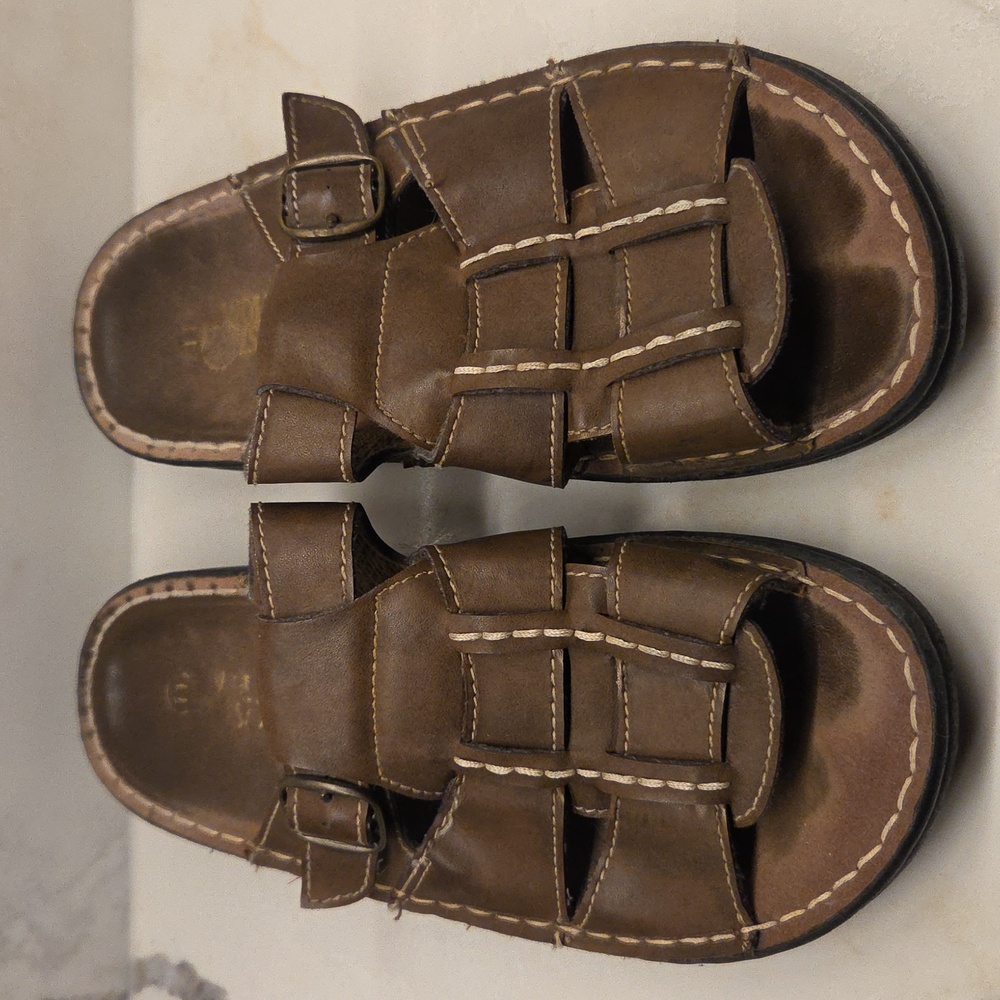Wolfe Island Men's Brown Leather Sandals Size 11
